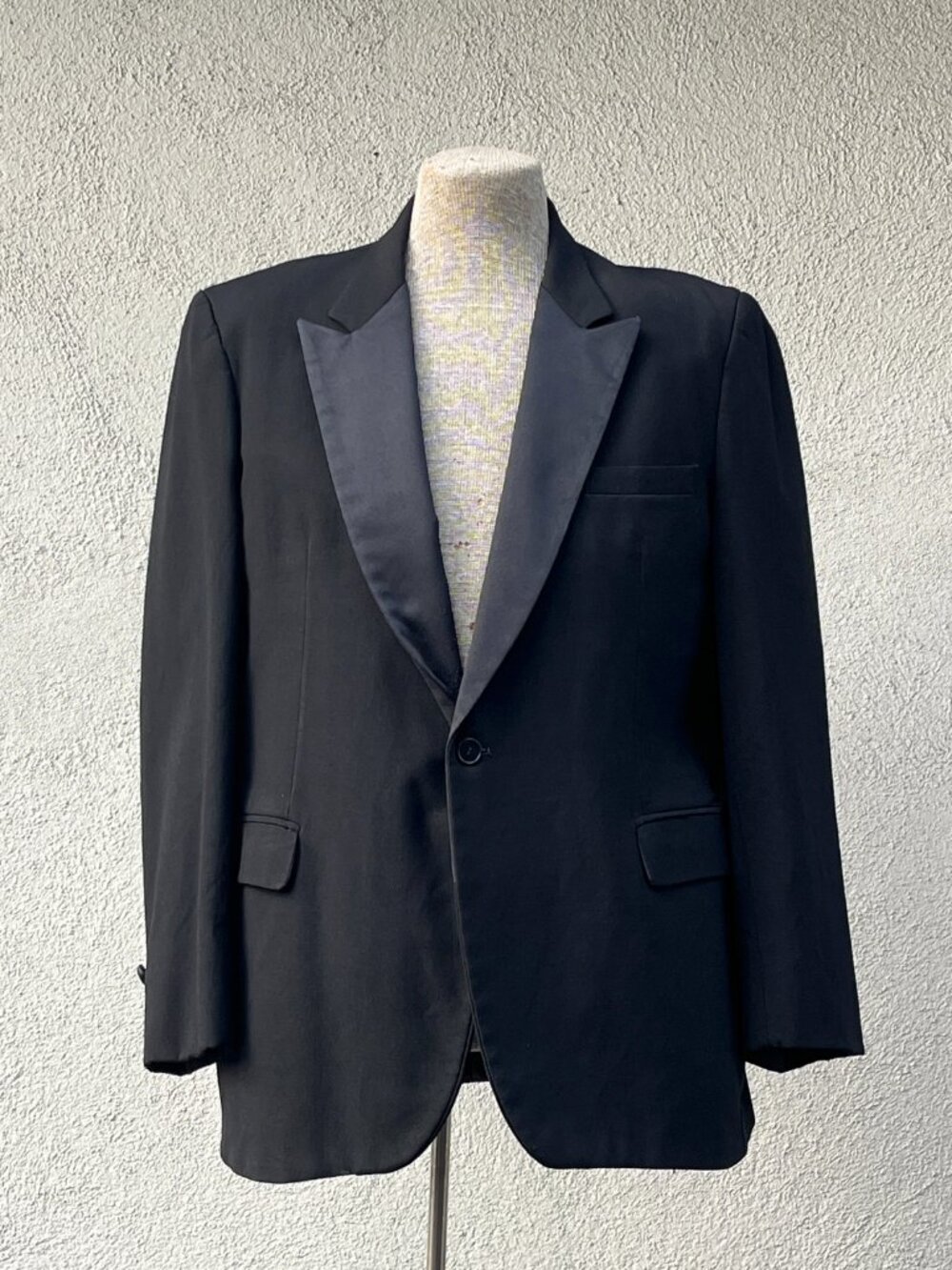 Vintage 80s Robert Wagner Raffinati Black Notched Lapel Tux Tuxedo Jacket 44R